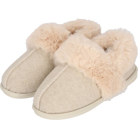 Apollo - Instap sloffen dames - Vilt - Offwhite - Maat 41/42 - Dames pantoffels