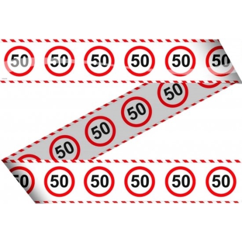 Markeerlint 50 jaar met stop bord