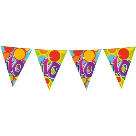 Haza Vlaggetjes - 10 jaar - leeftijd verjaardag - plastic - 10 meter