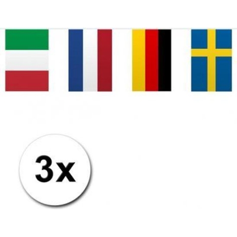 3x Vlaggenlijn Europa 10 meter