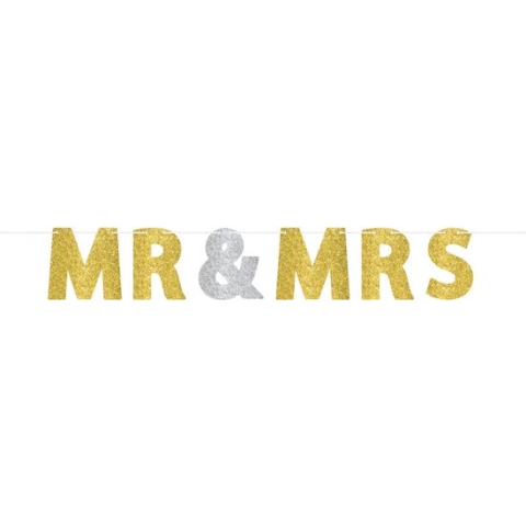 Amscan Letterslinger "mr & Mrs" Goud/zilver