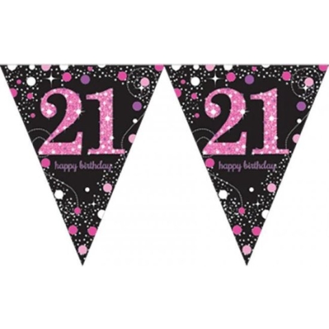 Vlaggenlijn 21 Sparkling celebrations roze 4 meter