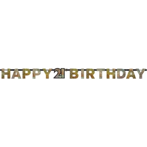 Amscan Letterslinger ''happy 21 Birthday'' Goud 213 Cm