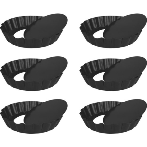 Krumble Quichevormpjes - Mini Quichevormpjes - Set van 6 - Metaal - Diameter 10 cm - Donkergrijs
