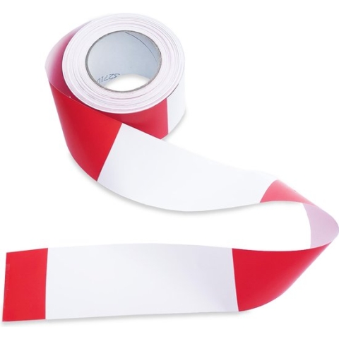 Afzetlint van Papier 75 mm x 100 meter Rood-Wit + Kortpack pen (026.0857)