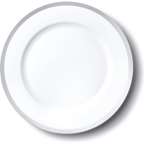 Decorline- 4 x Premium herbruikbare kunststof Onderbord Set -Wit met Zilver rand - 33cm.