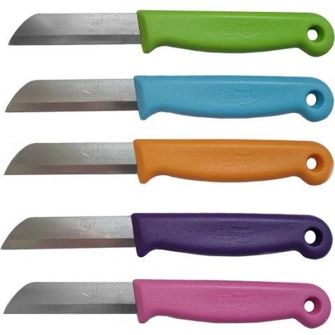 Solingen Schilmesje - RVS Glad - 16 cm met "Blade Cover" - Mix Kleur - 5 Stuks