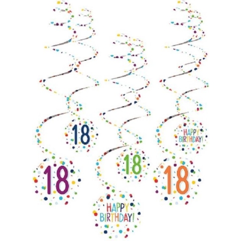 Amscan Spiraalslingers 18 Confetti Birthday 61 Cm Papier 6 Stuks