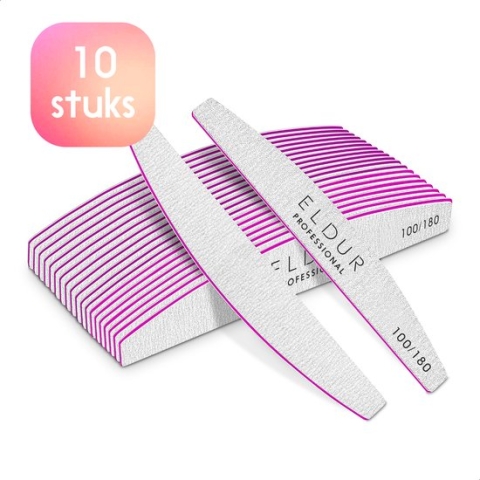 Eldur® Professionele Nagelvijl 10pcs - Moon #100/180 - Nagelverzorging - Top Kwaliteit
