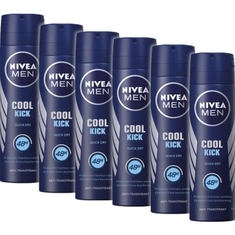 NIVEA MEN Cool Kick - 6 x 150 ml - Voordeelverpakking - Deodorant Spray