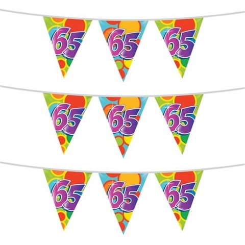 Haza Vlaggetjes 65 jaar - leeftijd verjaardag - 3x stuks - plastic 10m