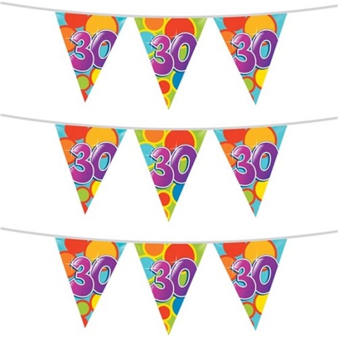 Haza Vlaggetjes 30 jaar - leeftijd verjaardag - 3x stuks - plastic 10m