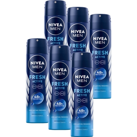 NIVEA Men Fresh Active - 150 ml - Deodorant Spray - 6 st - Voordeelverpakking