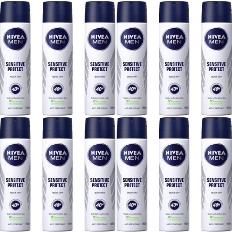 NIVEA Sensitive Protect Deo Spray Men - JUMBOPAK 12 x 150 ml