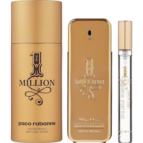 Paco Rabanne 1 million gift set 100ml EDT + 150ml deodorant spray + 10ml EDT