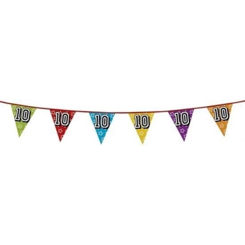 3x 10 jaar vlaggenlijn glitters  - verjaardag slingers