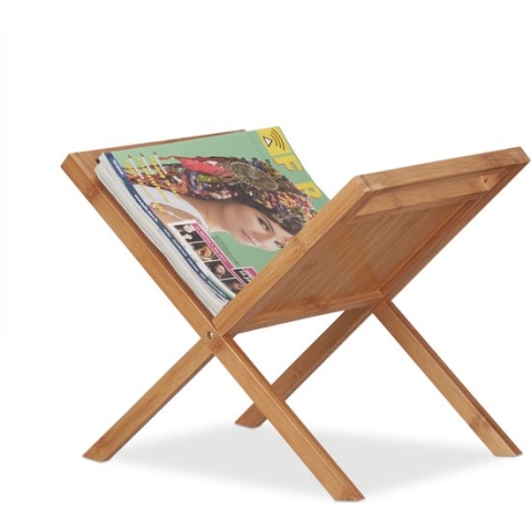 Relaxdays tijdschriftenrek - lectuurbak - bamboe hout - tijdschriftenbak - ruimtebesparend