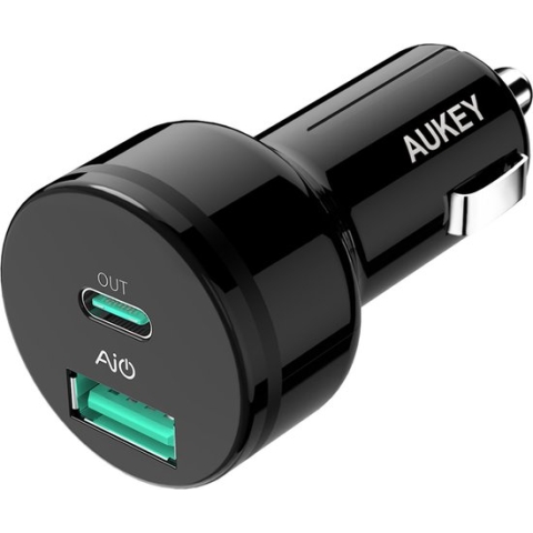 Aukey CC-Y7 USB-C  USB-A 36W 2-poorts Autolader met Power Delivery