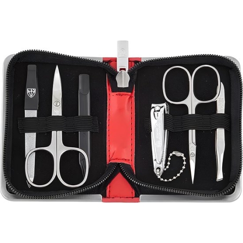 Manicure Set voor dames & heren Rood/kunstleer
