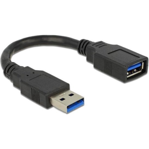Delock - USB 3.0 Verlengkabel - Zwart - 0.15 meter