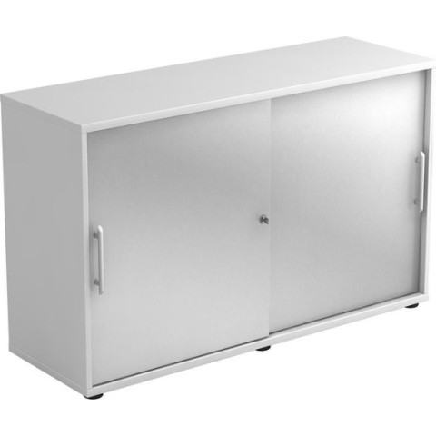 Schuifdeurkast - Wit/Zilver - 120 x 40 x 74,8 cm - Beta 1752S