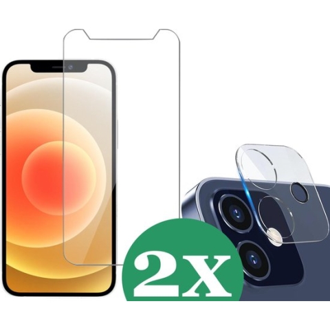 iPhone 12 Screenprotector - Screen Protector Glas voor Apple iPhone 12 en iPhone 12 Screenprotector Camera - 2 Stuks