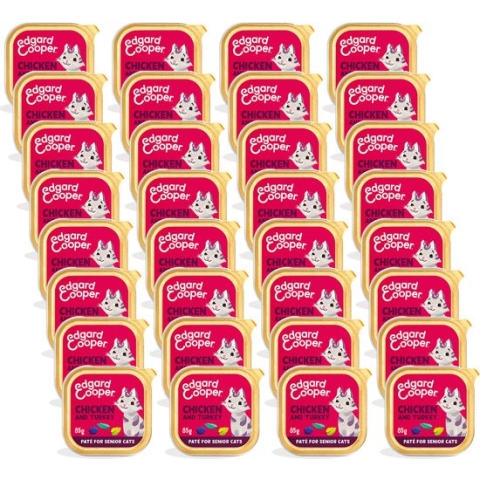 Edgard&Cooper Senior Paté - Kattenvoer - 32 x Kip Kalkoen 85 g