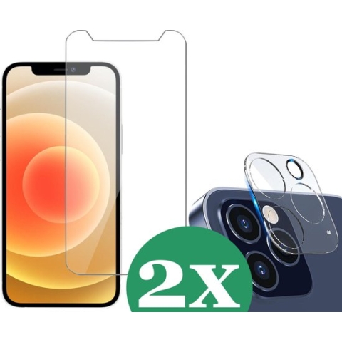iPhone 12 Pro Max Screenprotector - Screen Protector Glas voor Apple iPhone 12 Pro Max en iPhone 12 Pro Max Screenprotector Camera - 2 Stuks