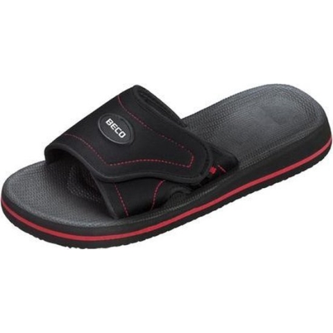 Beco Badslippers Met Klittenband Unisex Zwart/rood Maat 43