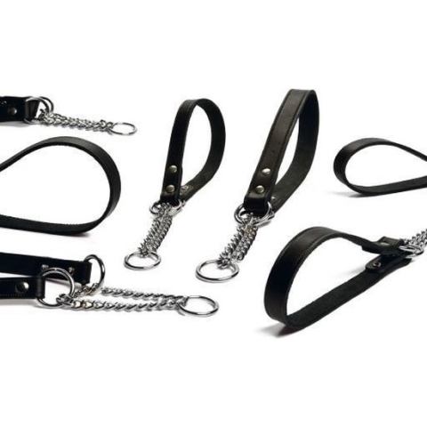 Beeztees Leren Sliphalsband met ketting - Zwart - 45 x 18 cm