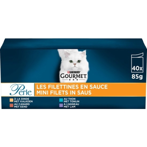 Purina Gourmet Perle - Mini Filets in saus - Kalkoen Eend Tonijn & Lam - 40x85g