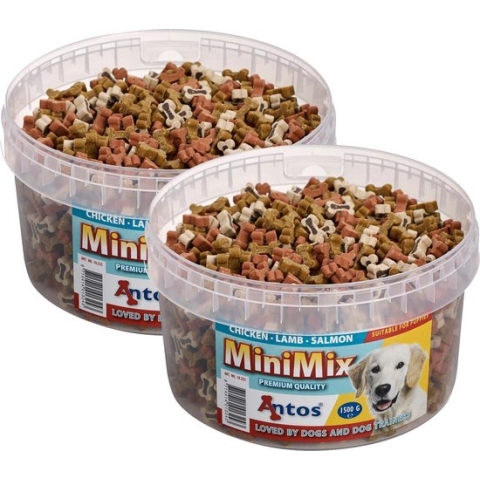 Antos Mini Mix - Hondensnacks - 2 x Kip Lam Vis 1500 g