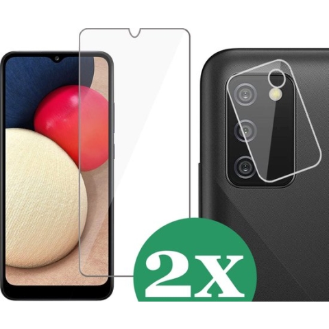 2x Screenprotector geschikt voor Samsung Galaxy A02s - 2x Camera Screen Protector Glas