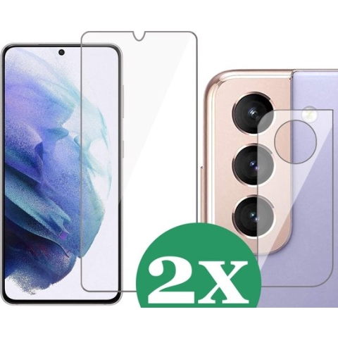 2x Screenprotector geschikt voor Samsung Galaxy S21 Plus - 2x Camera Screen Protector Glas
