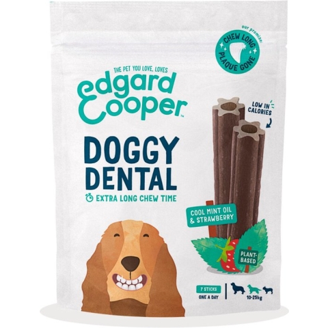 4x Edgard & Cooper Doggy Dental Sticks Aardbei - Frisse Muntolie Medium