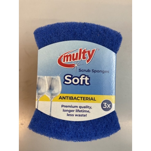 Multy schuurspons krasvrij 3 stuks Blauw / Blauw