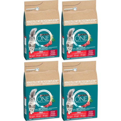 4x Purina One Sterilcat Rund - Tarwe 3 kg