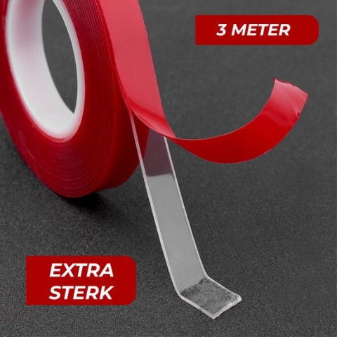 24ME® 3M Extra Sterk Dubbelzijdig Montagetape - Incl. Bewaar Etui - 1cm x 1mm x 3M - Transparant - Nano tape - Acrylic - VHB