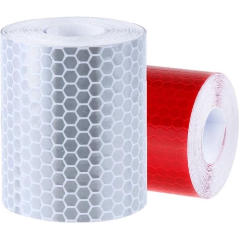 Reflecterend Tape klasse 1 -Zelfklevend - 2 rollen (wit + rood) - 5cm breed - 300cm lang/rol