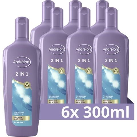 Andrélon 2 in 1 Shampoo & Conditioner - 6 x 300 ml - Voordeelverpakking