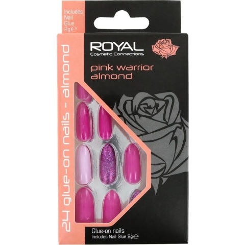 Royal 24 Glue-On Nail Tips - Pink Warrior Almond (met nagellijm)
