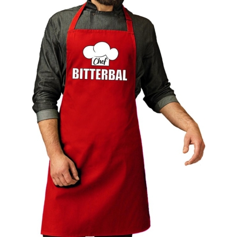 Chef bitterbal schort / keukenschort rood heren