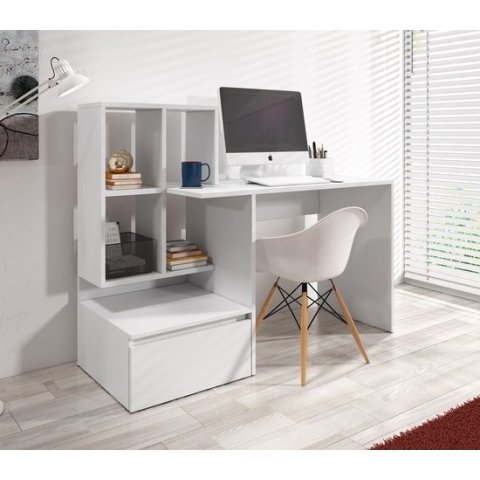 Meubella - Bureau Pierre 2 - Wit - 145 cm