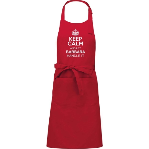 Keep Calm met je voornaam schort - opdruk wit - Rood