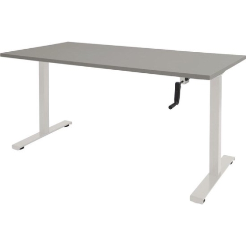 RoomForTheNew Bureau Heathrow Slinger-Desk - Zit sta Bureau - Zit sta Bureau Elektrisch - Gaming Bureau - Game Bureau - Verstelbaar Bureau - standing Desk - slinger bureau--Grijs blad-Wit  onderstel- 120x80