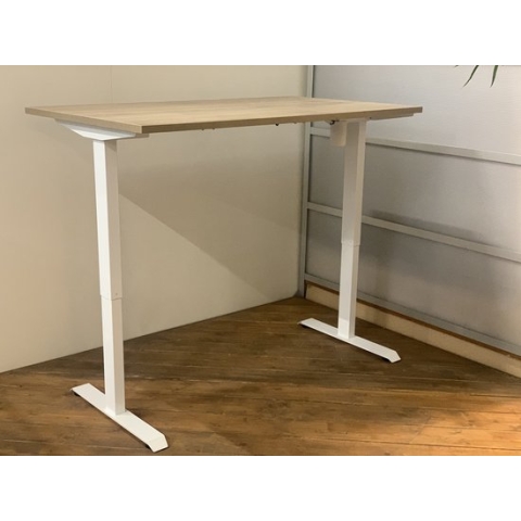 FB01 - elektrisch zit sta bureau met memory - wit onderstel - robson midden eiken blad - NU MET GRATIS USB OPLADER! - 160 x 80 - NIEUW