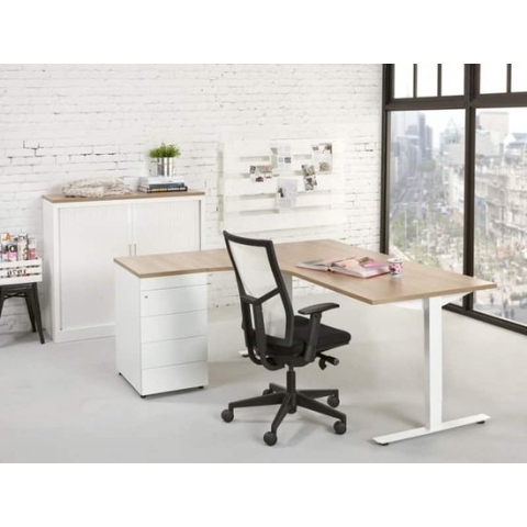 Ergonomisch t-poot wingbureau Design Teez breed 160CM diep 120CM bladkleur Beuken framekleur Antraciet (Ral 7016) wingzijde Links