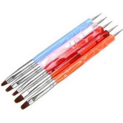 Marmer Acryl Penselen met druppelpen (5 kleuren)