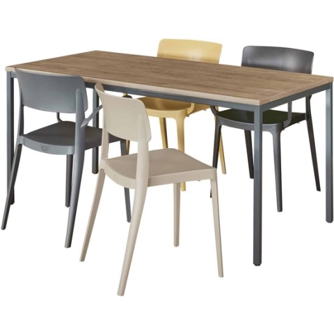 Bureautafel of kantinetafel breed 180CM diep 80CM bladkleur Ahorn framekleur Aluminium (RAL9006)