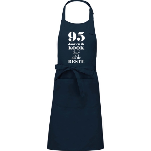 Mijncadeautje - Luxe schort - 95 jaar - en ik kook als de beste - blauw